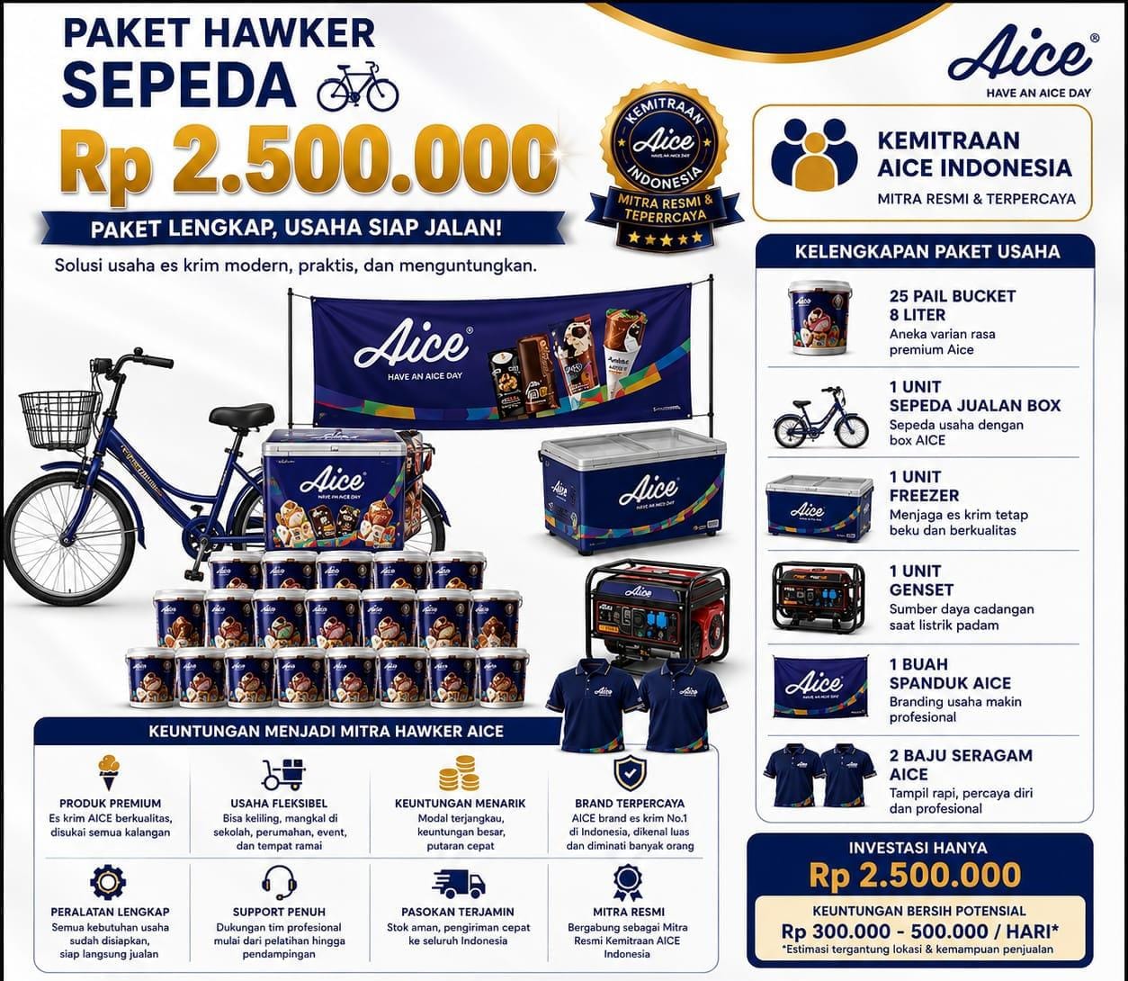 Paket Hawker Sepeda Kemitraan Aice Rp 2.500.000