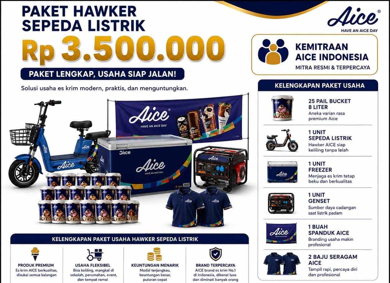 Paket Hawker Sepeda Listrik Kemitraan Aice Rp 3.500.000