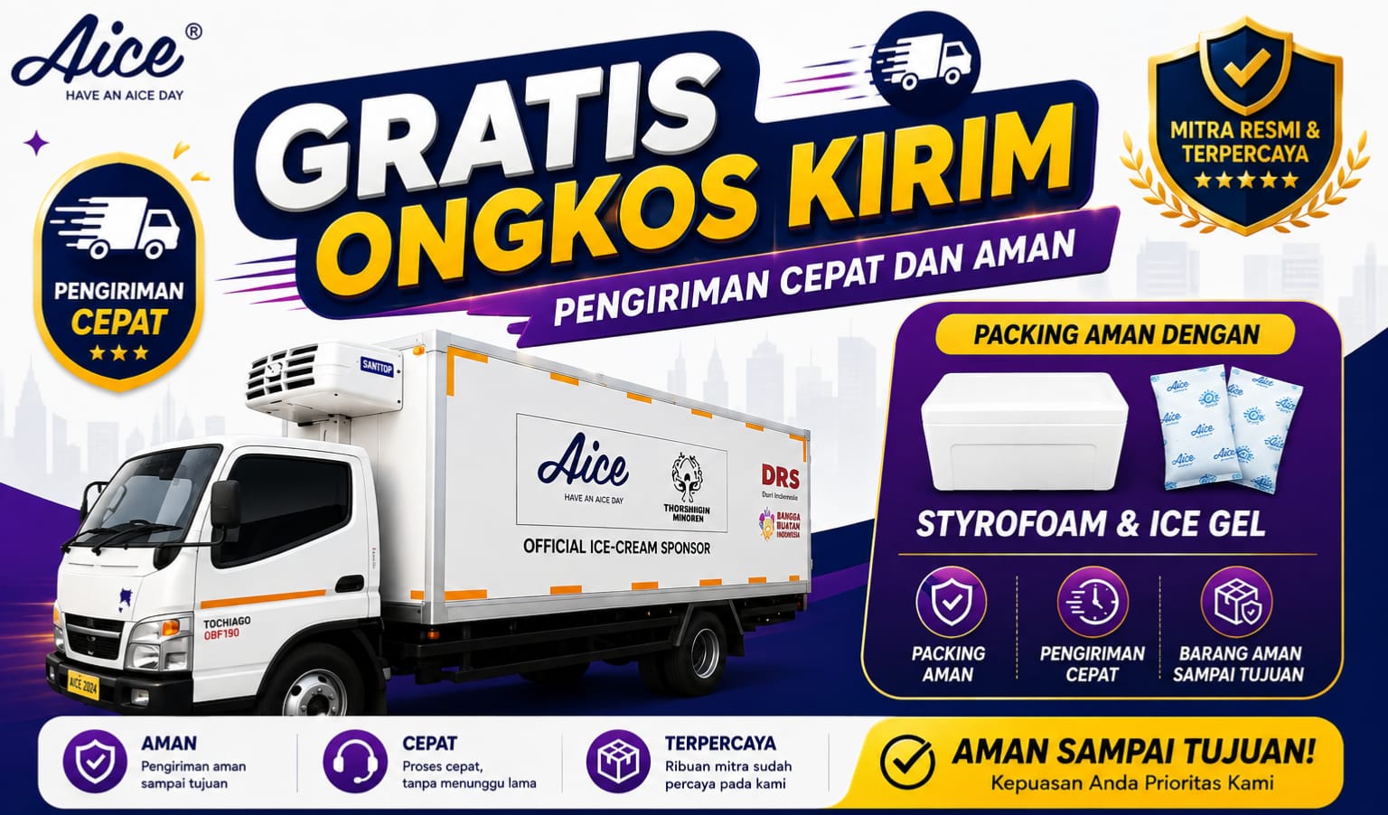 Gratis Ongkos Kirim dan Pengiriman Cepat Aman Aice